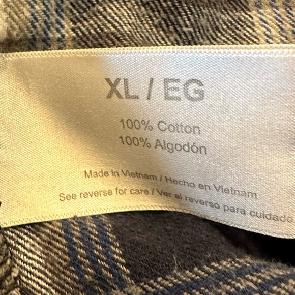 Eddie Bauer Mens XL Blue and Gray Flannel Long Sleeve Cotton Shirt - Picture 4 of 7